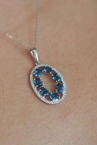 1,69 karat London Blue & Pırlanta Kolye