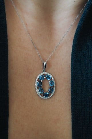 1,69 karat London Blue & Pırlanta Kolye
