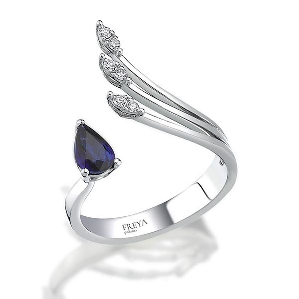 0.62 Karat Safir Özel Tasarım Pırlanta Yüzük F-VS