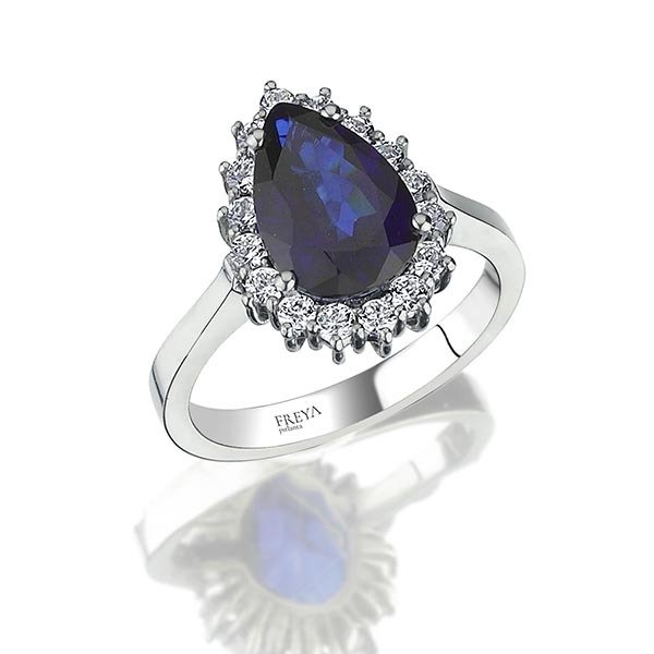 1.60 Karat Safir Damla Pırlanta Yüzük F-SI