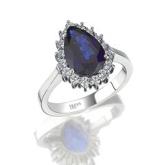 1.60 Karat Safir Damla Pırlanta Yüzük F-SI