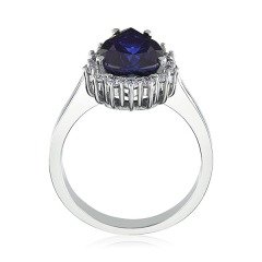 1.60 Karat Safir Damla Pırlanta Yüzük F-SI