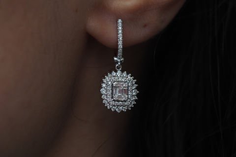 1.13 Karat Baget Pırlanta Küpe