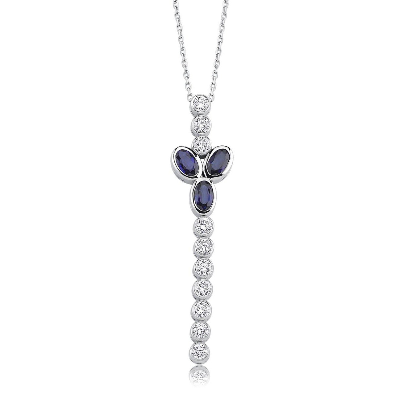 0.80 Karat Pırlantalı Safir Tasarım Kolye F-SI