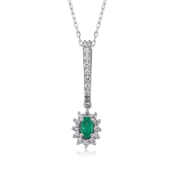 0.40 Karat Pırlantalı Zümrüt Kolye F-SI