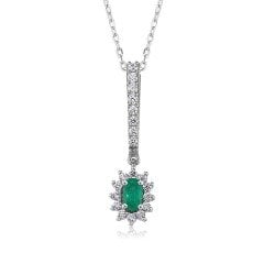 0.40 Karat Pırlantalı Zümrüt Kolye F-SI