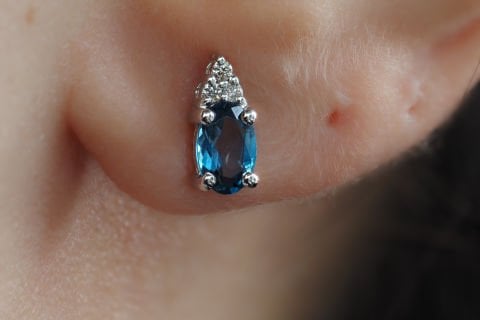 1.14 karat London Blue & Pırlanta Küpe