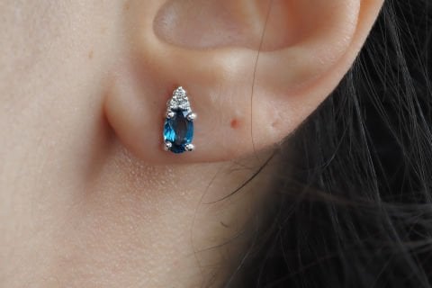 1.14 karat London Blue & Pırlanta Küpe