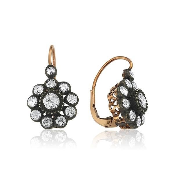 Elmas Gül Tasarım Küpe 0.92 ct