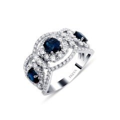 1.65 Karat Safir Pırlanta Yüzük F-SI