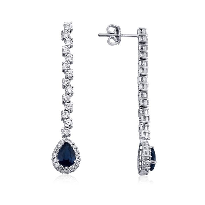 1.30 Karat Pırlantalı Safir Küpe