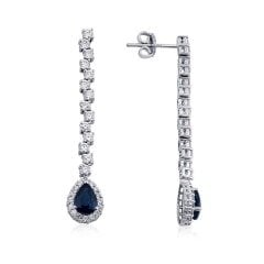 1.30 Karat Pırlantalı Safir Küpe
