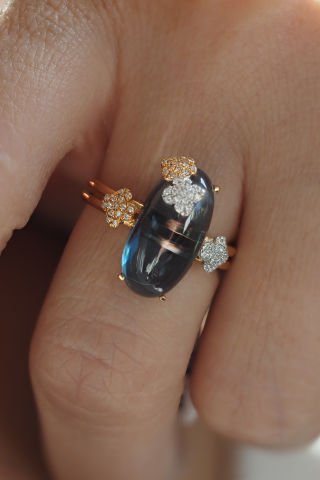 0,53 karat London Blue & Pırlanta Yüzük