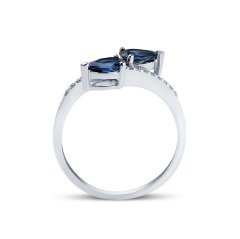 0.90 Karat Safir Damla Pırlanta Yüzük F-SI