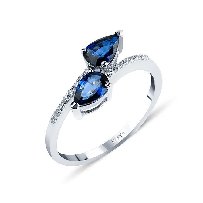 0.90 Karat Safir Damla Pırlanta Yüzük F-SI