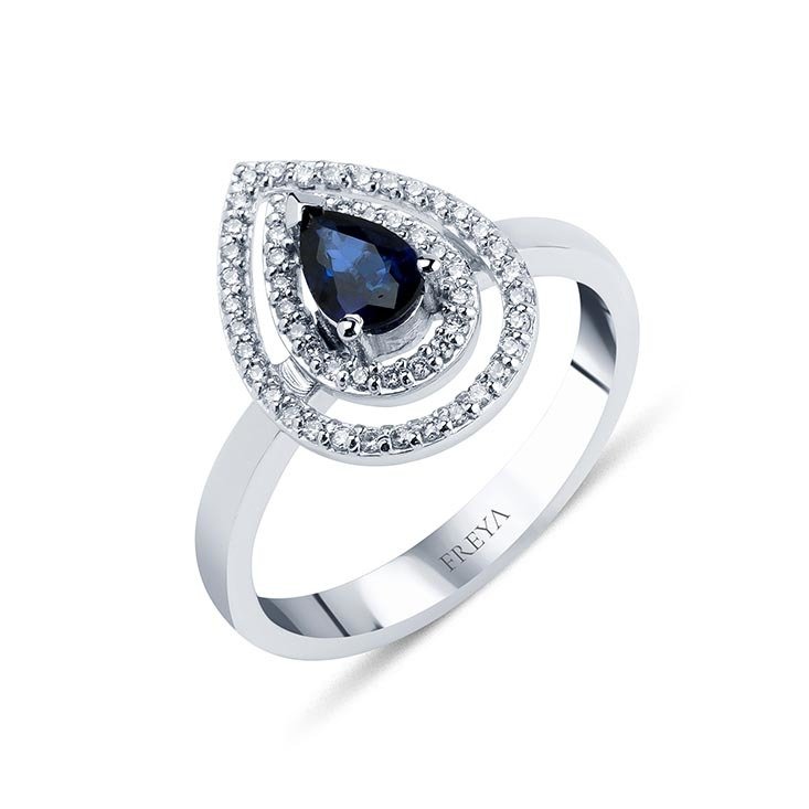 0.60 Karat Safir Pırlanta Yüzük F-SI