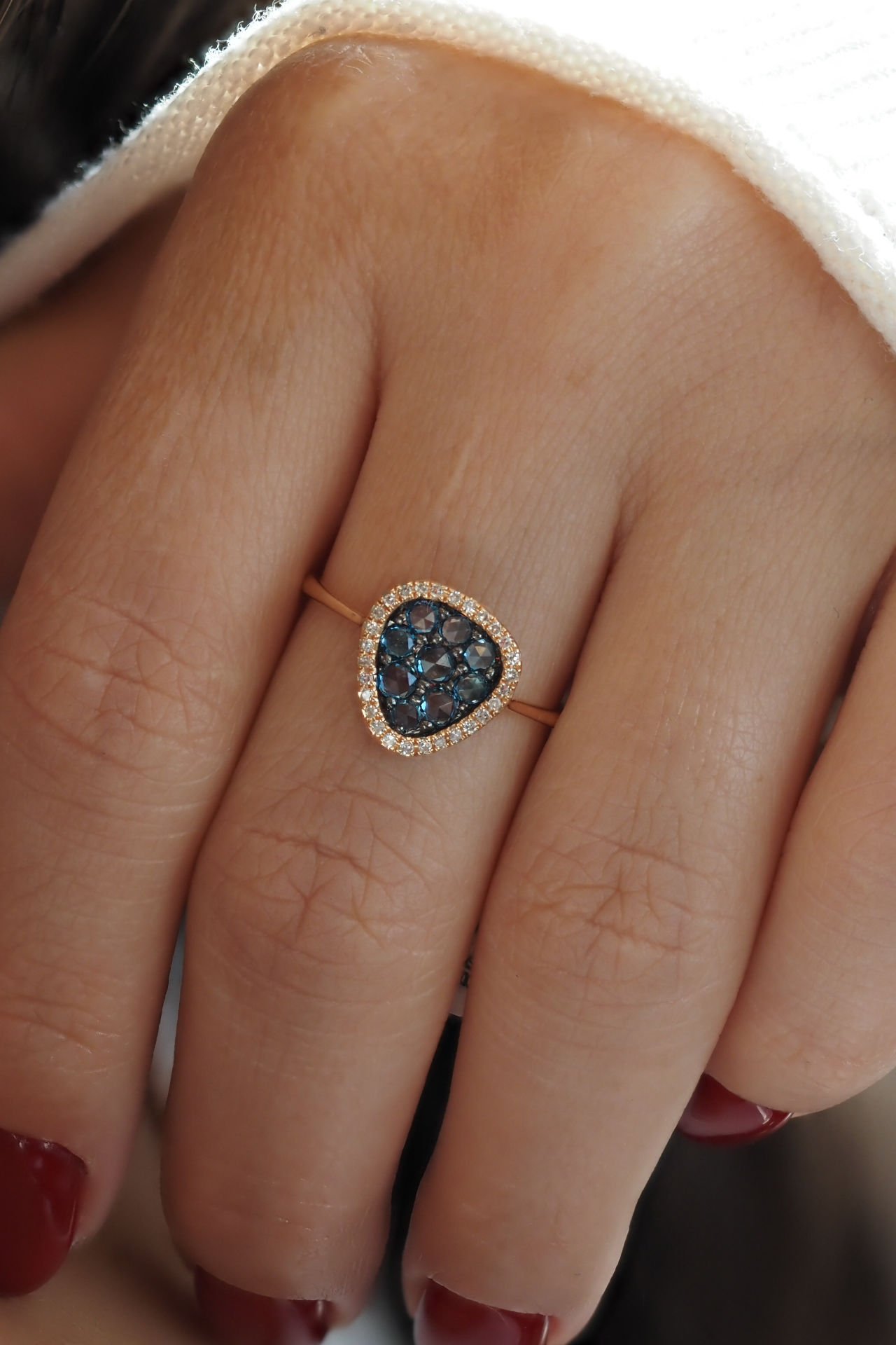 0,55 karat London Blue & Pırlanta yüzük