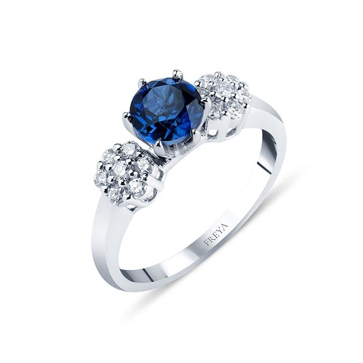 1.20 Karat Safir Özel Tasarım Pırlanta Yüzük F-SI