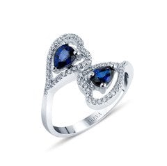 0.80 Karat Safir Özel Tasarım Pırlanta Yüzük F-SI