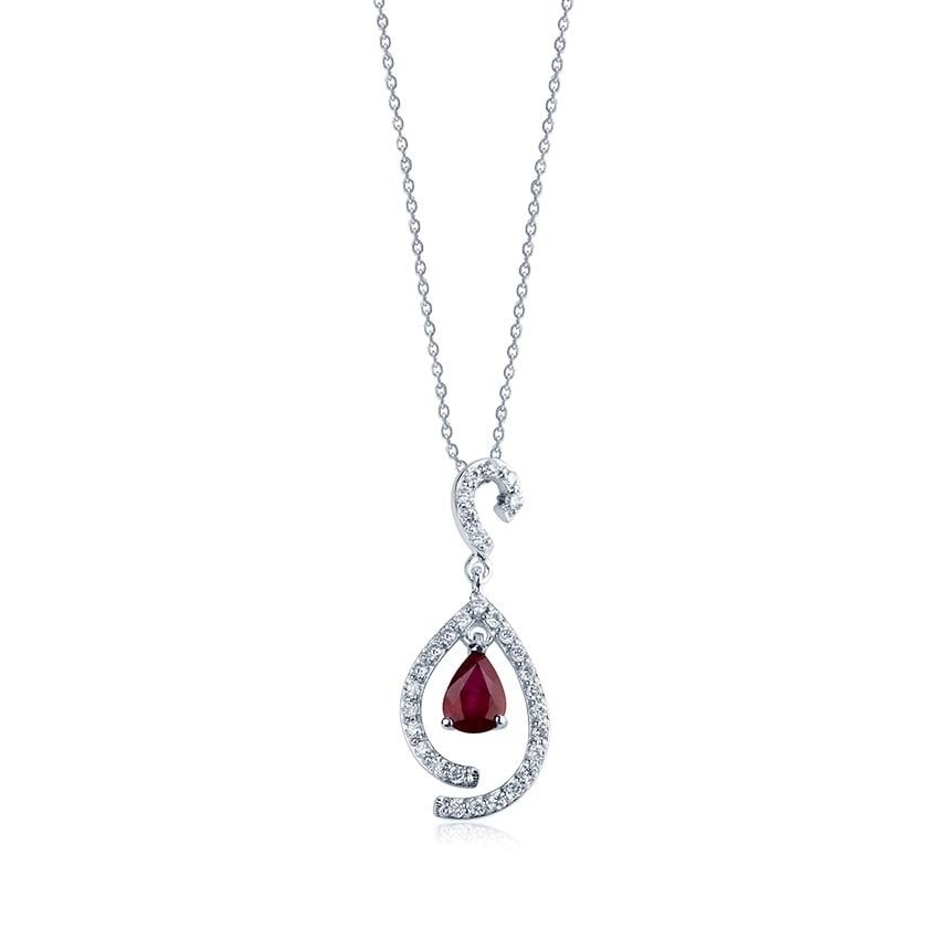 0.30 Karat Pırlantalı Yakut Kolye F-SI