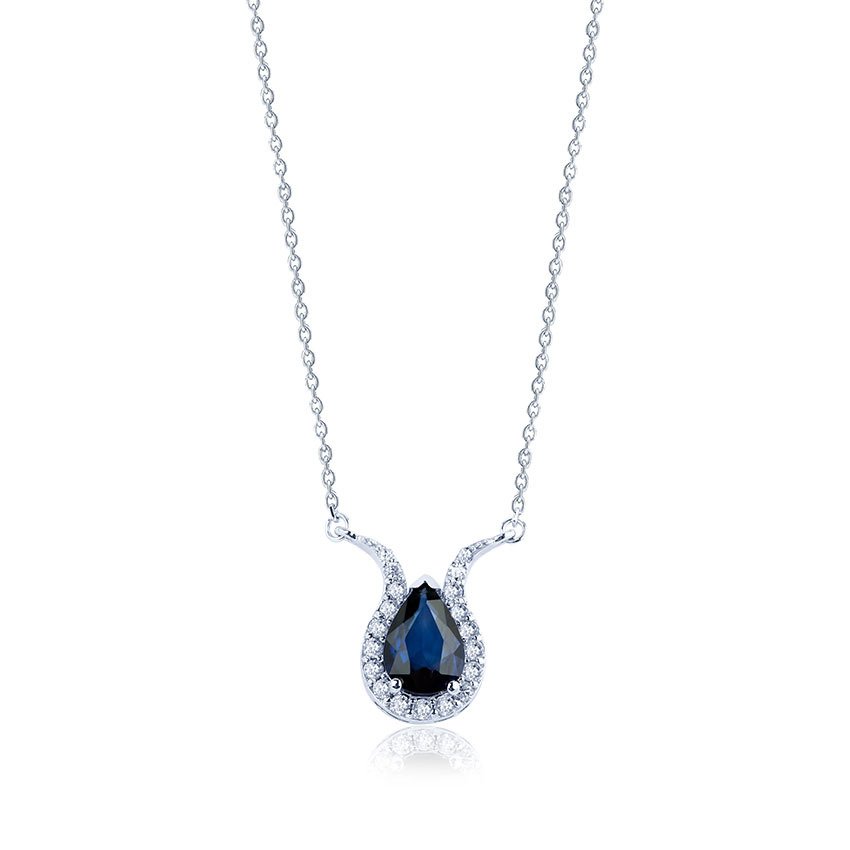 0.60 Karat Pırlantalı Safir Kolye F-SI