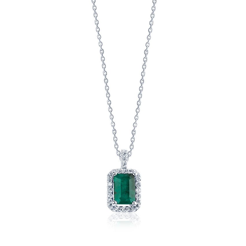 1.20 Karat Pırlantalı Zümrüt Kolye F-VS