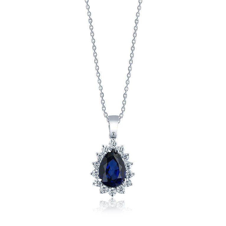 0.80 Karat Pırlantalı Safir Kolye F-VS