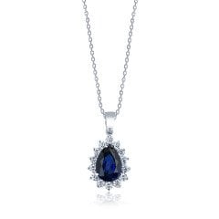 0.80 Karat Pırlantalı Safir Kolye F-VS