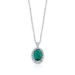0.55 Karat Pırlantalı Zümrüt Kolye F-SI
