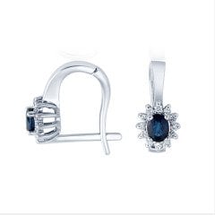 0.90 Karat Pırlantalı Safir küpe