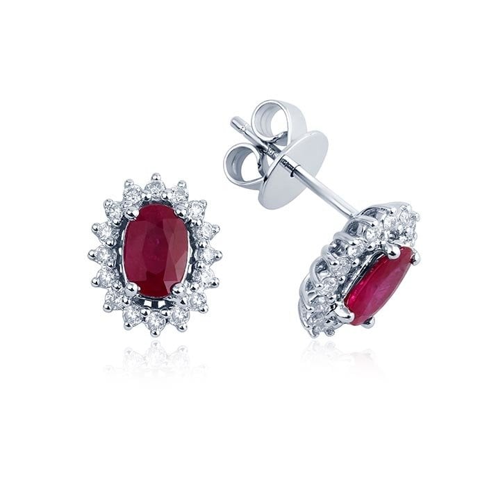 1.25 Karat Pırlantalı Yakut Küpe
