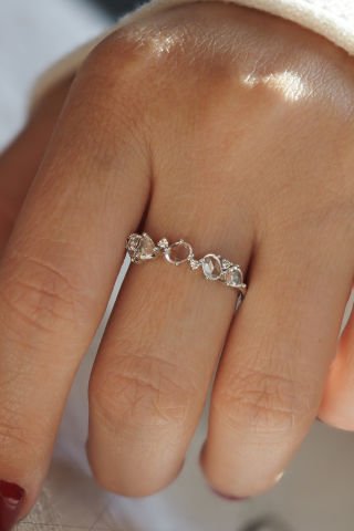 0,75 karat Beyaz Topaz & Pırlanta yüzük