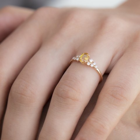 0.97 KARAT SARI SAFİR PIRLANTA YÜZÜK