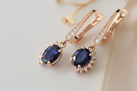 2.18 karat Safir Pırlanta Küpe