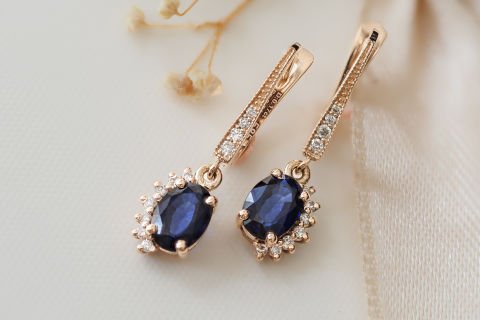 2.18 karat Safir Pırlanta Küpe