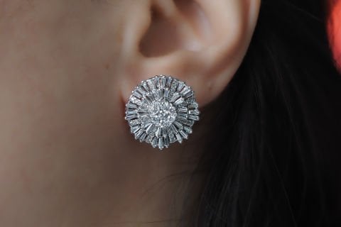 2,56 karat Baget Pırlanta Küpe